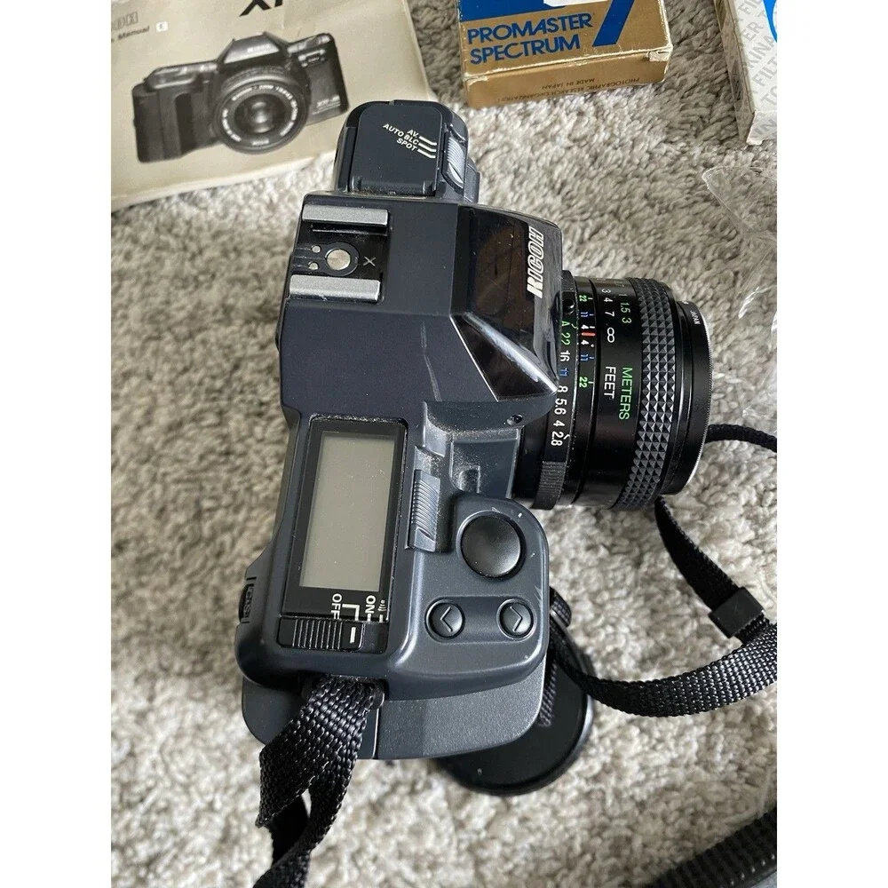 Vtg Ricoh XR-M Camera Bundle W strap & Rikenon + Vivitar Lenses + Filters Manual